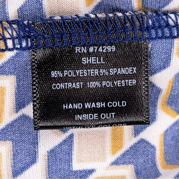 Large Stitch Collection Sleeveless Blouse Blue Orange White Geometric Boho - Picture 13 of 14